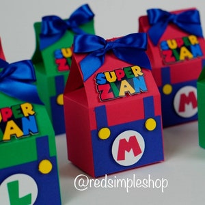 Set of  6 Super Mario Bros Favor Box, Luigi Favor Box, Super Mario Treat Box, Super Mario Candy Box, Super Mario And Luigi Favor Box