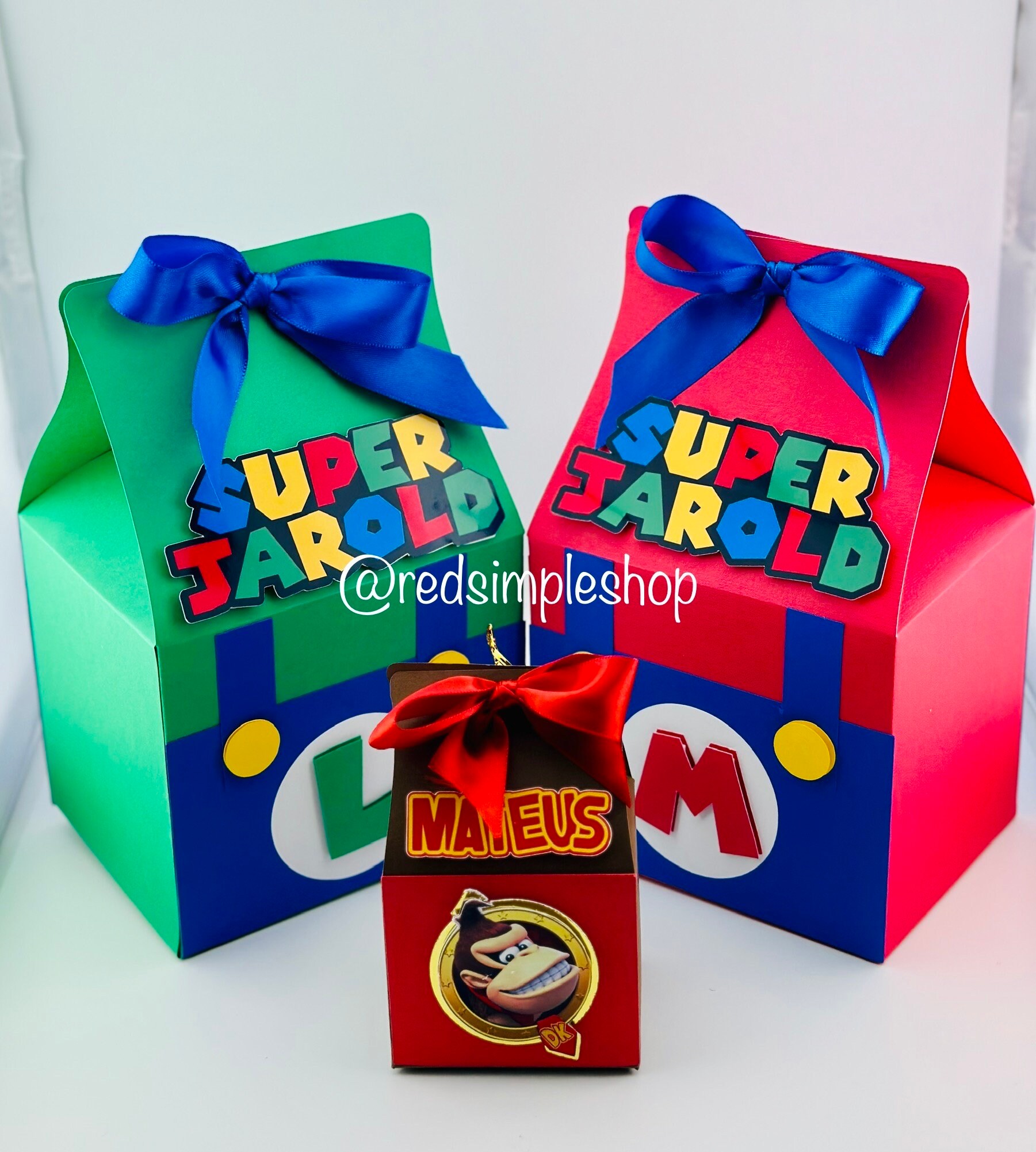 Set of 4 BIG Super Mario Bros Favor Box, Luigi Favor Box, Super Mario ...