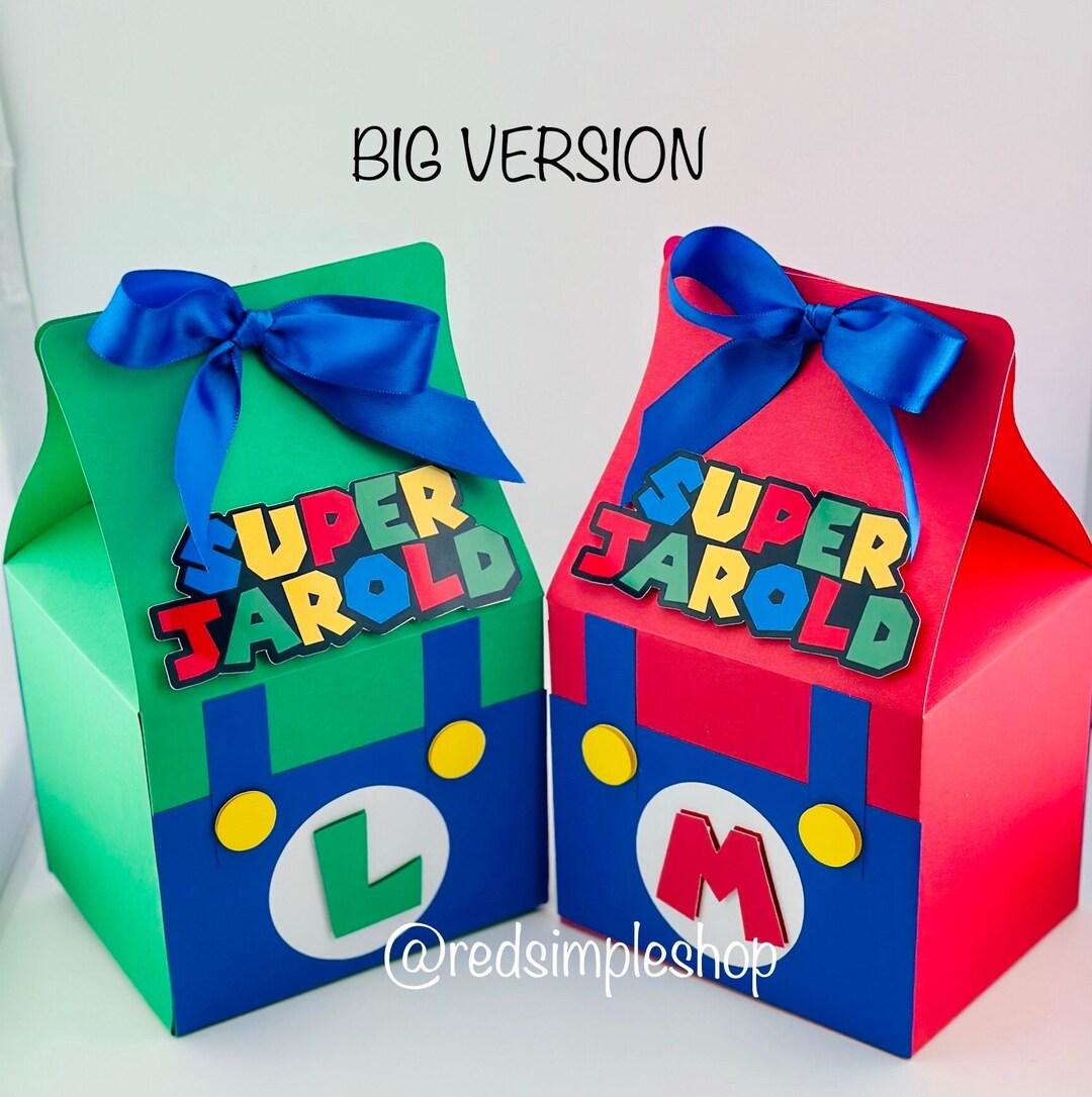 Set of 4 BIG Super Mario Bros Favor Box, Luigi Favor Box, Super Mario ...