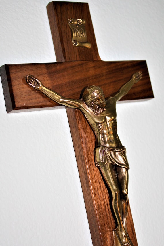 Handcrafted Wall Crucifix 12 With Bronze Color Corpus Etsy