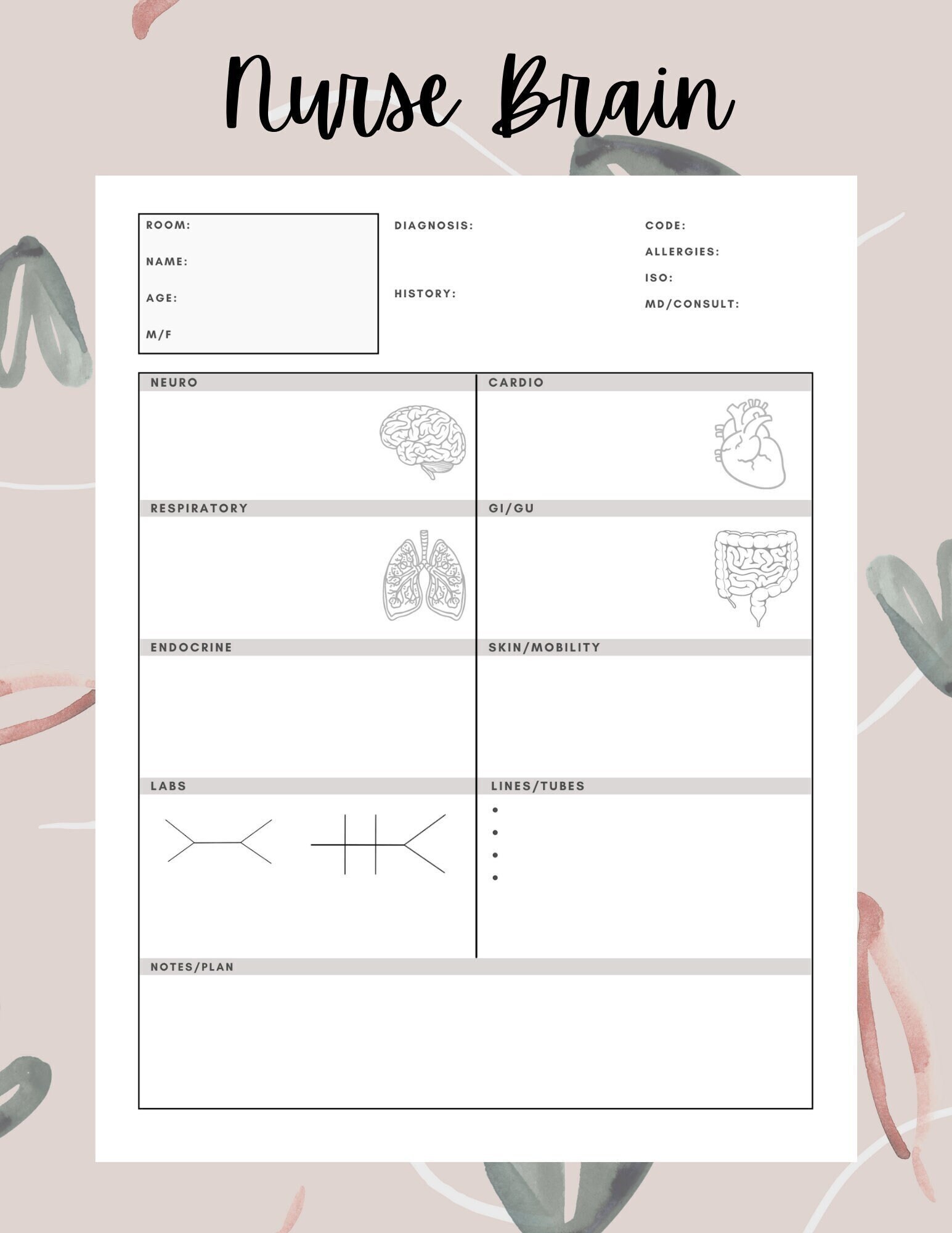 Nurse Brain Report Sheet - Etsy