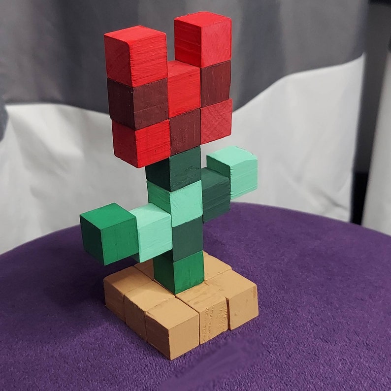 Minecraft Tulip Flower Made out of wood blocks MCYT Etsy