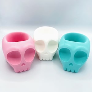 スカル ペン キャディ - スカル デスク オーガナイザー - かわいいスカル デスク アクセサリー - ハロウィーンや文房具好きの方へのプレゼントに最適!
