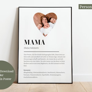 Poster "MAMA" mit Foto | Weihnachtsgeschenk | Geschenk | Geburtstagsgeschenk | Mama | Beste Mutti |  Definition | Bedanken | Muttertag