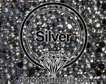 Silver Metallic ROUND Diamond Painting Drills Aurora Borealis 5D Beads
