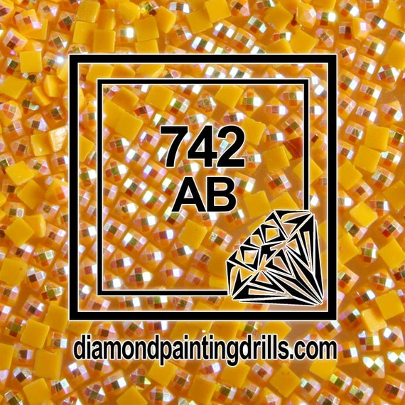 AB 742 SQUARE Diamond Painting Drills Aurora Borealis 5D Beads DMC 742  Tangerine Light 