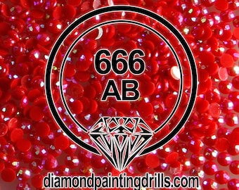 AB 666 ROUND Diamond Painting Drills Aurora Borealis 5D Beads DMC 666 Red - Bright