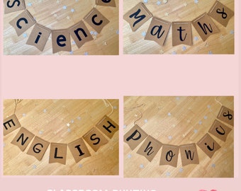 Classroom decor bunting for display boards teacher TA LSA phonics, maths, english, science