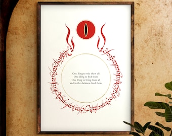 One Ring to Rule Them All | Illustration | J.R.R. Tolkien | The Lord of the Rings | Digital Download | Quote Print