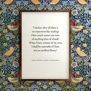 There is no enjoyment like reading | Digital Download | Quote Print | Jane Austen | Pride and Prejudice