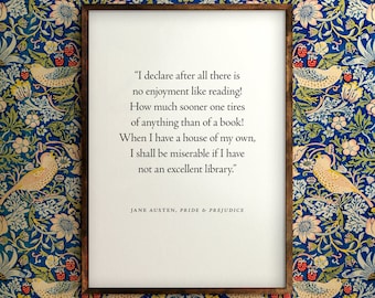 There is no enjoyment like reading | Digital Download | Quote Print | Jane Austen | Pride and Prejudice