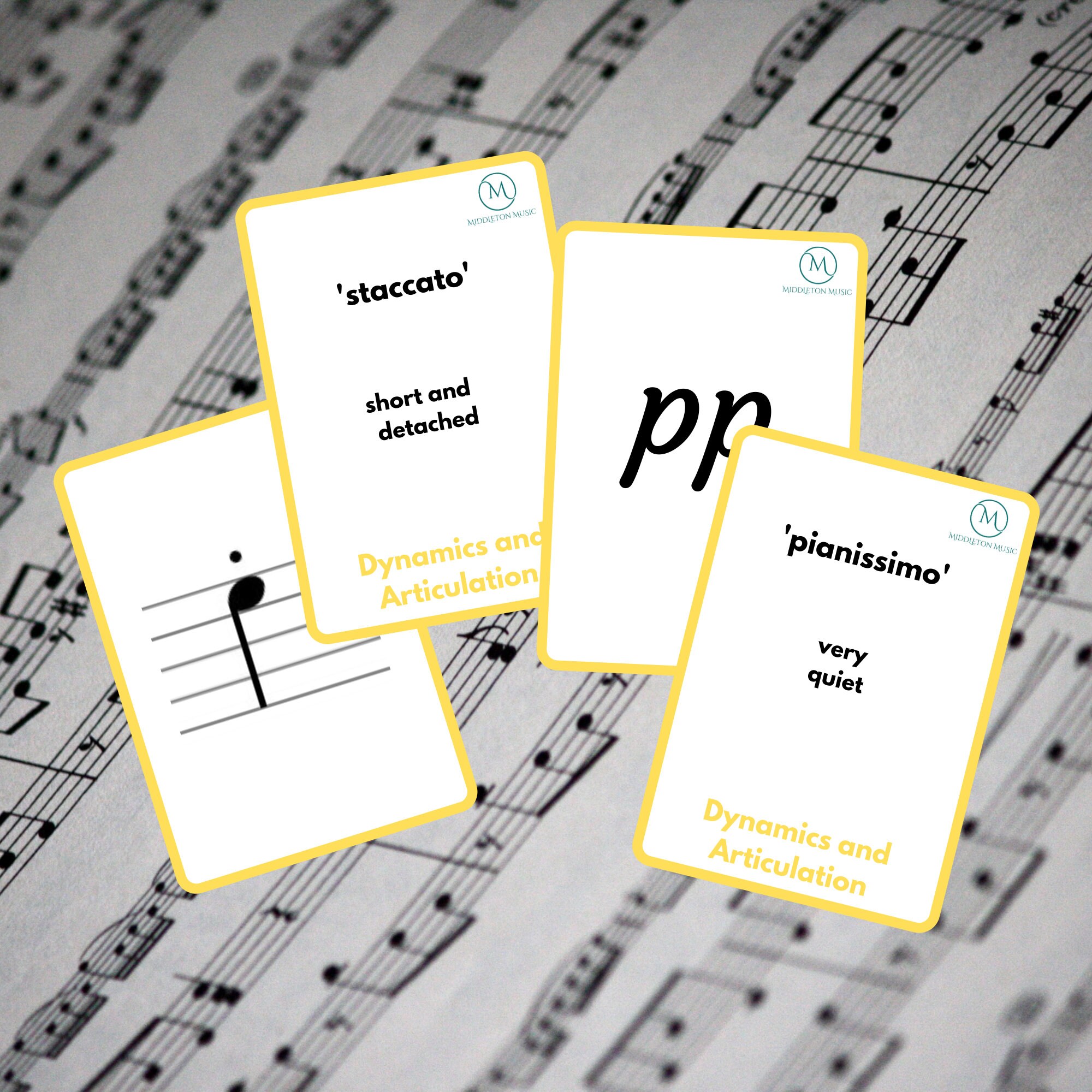 Music Flash Cards Dynamics & Articulation YELLOW Etsy UK
