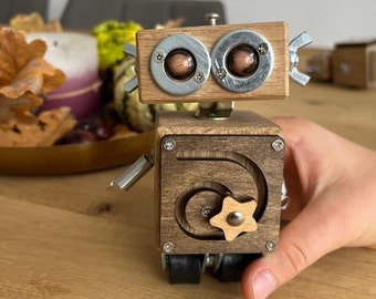 College student gift, wooden robot toy, funny office decor, steampunk decor dorm room, decor desk accessories, geek