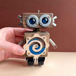 Handmade wooden robot sculpture fancy baby shower decor gift image 2