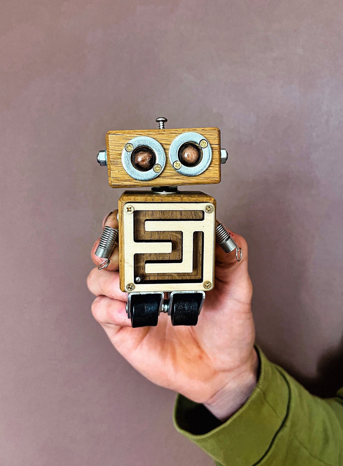 Wooden Robot Travel Toy College Student Gift Funny Office Etsy