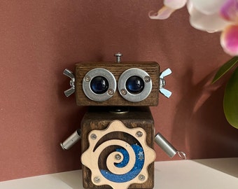 Student cute gift handmade wooden robot , sculpture, quirky decor, unique gift, nerdy, valentines day gift