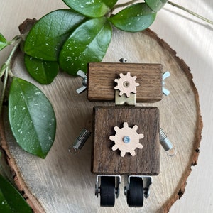 Handmade wooden robot sculpture fancy baby shower decor gift image 5