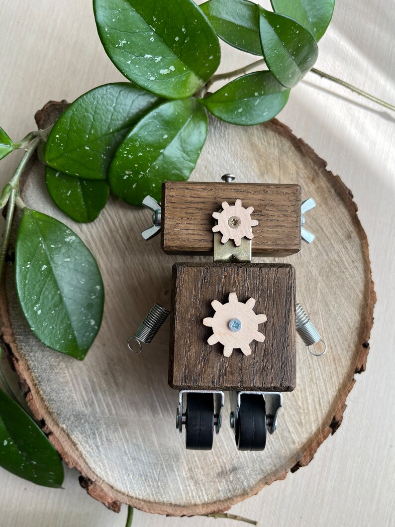 Handmade wooden robot sculpture fancy baby shower decor gift image 5