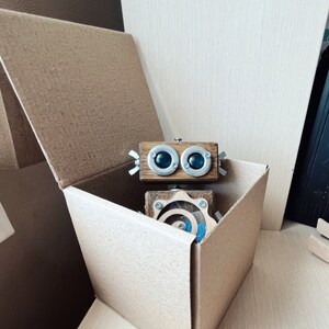 Handmade wooden robot sculpture fancy baby shower decor gift image 7