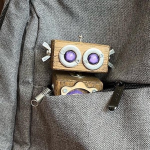 Student cute gift handmade wooden robot , sculpture, quirky decor, unique gift, nerdy