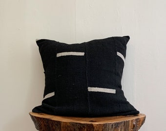 Authentic African Mudcloth / bogolanfini Pillow Covers (Black with white stripes) 12x18 | 16x16 | 18x18 | 20x20