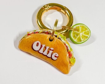 Taco Tag | Foodie Pet Tags Foodie Tag Polymer Clay Pet Name Tags Pet Tags For Small Large Dogs Handmade In Canada