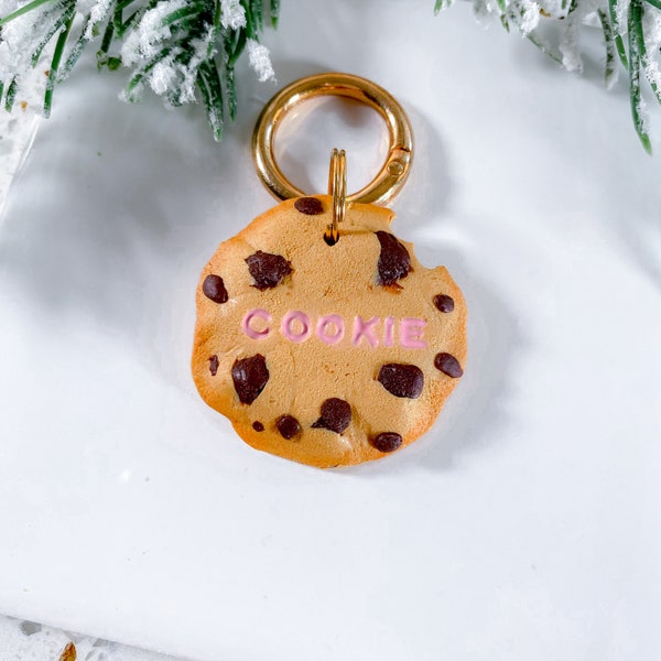 Choco Chip Cookie Pet Tag | Valentine's Pet Tags Polymer Clay Pet Name Tags Pet Tags For Small Large Dogs Handmade In Canada