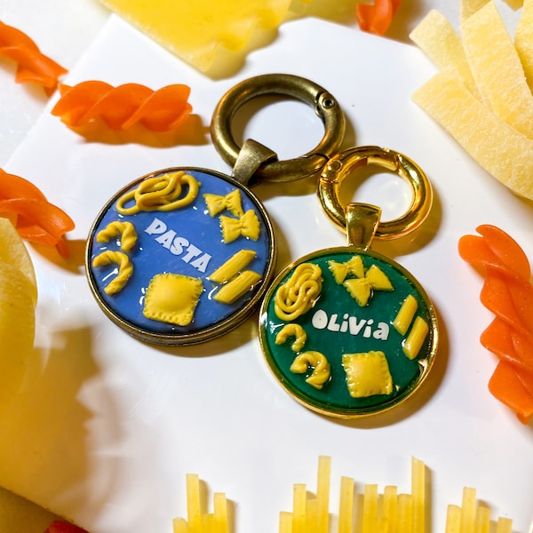 Pasta Pet Tag | Foodie Personalized Pet ID Tags Polymer Clay Pet Name Tags Pet Tags For Small Large Dogs Handmade In Canada Mt Fuji Sakura
