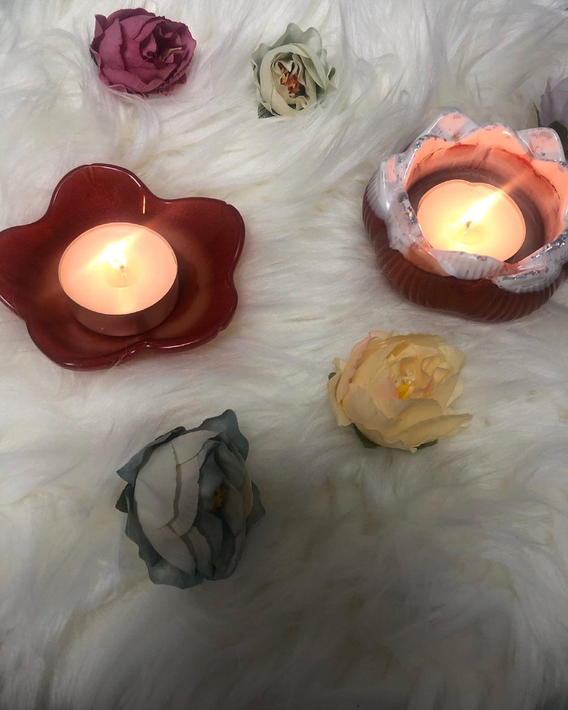 Resin Candle Holder Resinart Flower Blossom Etsy