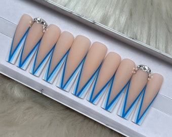 V Cut Press On Acrylic Nails Etsy