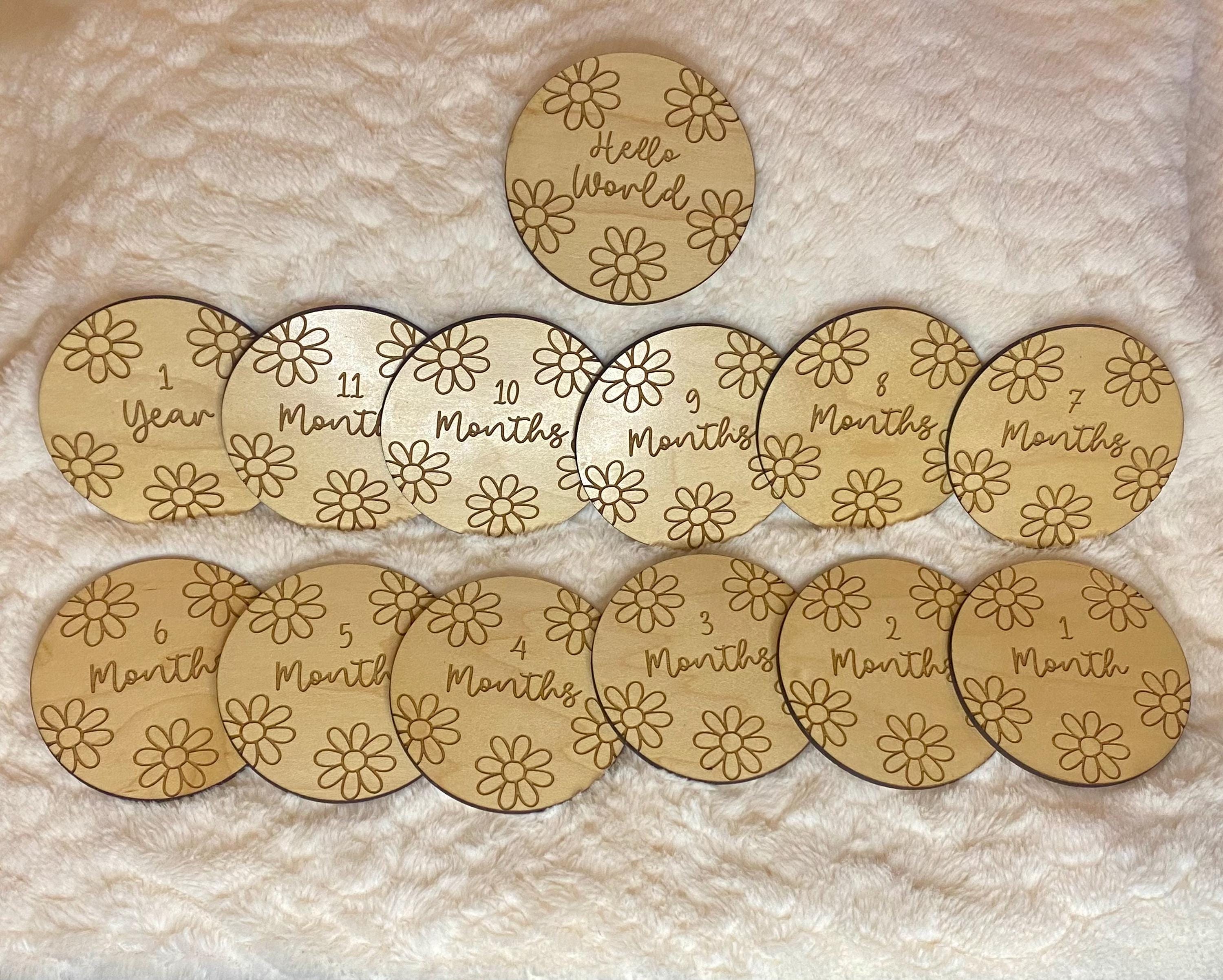 Daisy Acrylic Baby Milestone Discs – Floral Baby Monthly Milestone ...