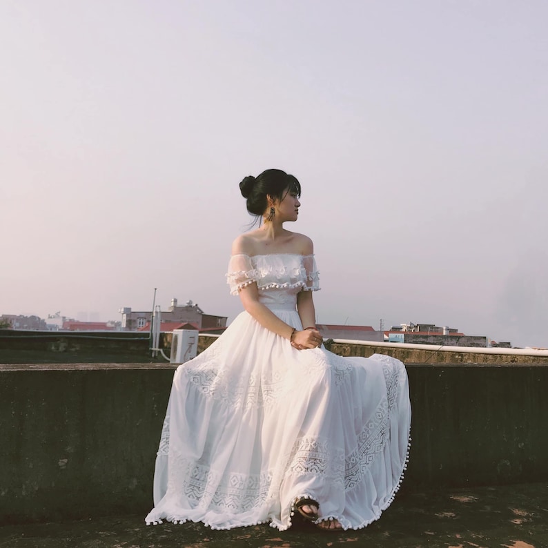 Vintage off Shoulder A-line Lace Bohemian Wedding Dress Boho - Etsy