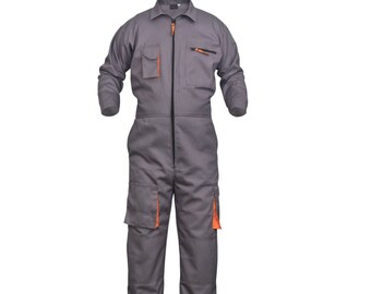 Personalised Work Wear Overalls Boiler Suit Coveralls Mechanics Boilersuit Grey