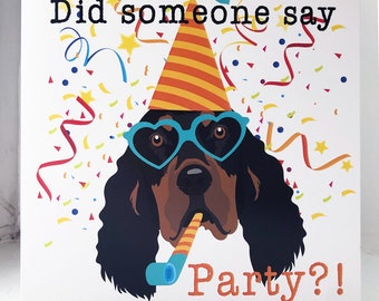 Gordon Setter Greetings Card - PARTY!