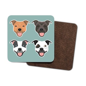 Staffie Coasters in Mist Green