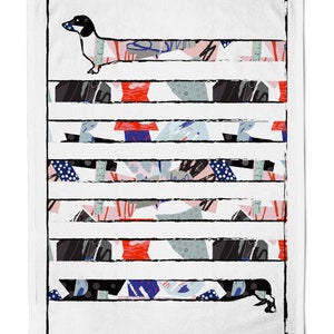 Stripy Astract Dachsund Cotton Tea Towel