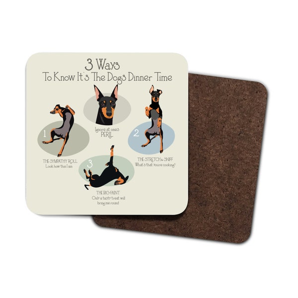 English Toy Terrier 4 x Ensemble de dessous de verre amusants « Dinner Time »