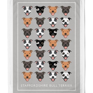 Staffie Tea Towel in Stone Grey