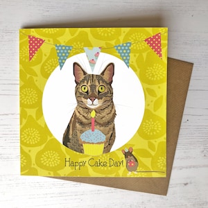 Katzen Grußkarte - Happy Cake Day