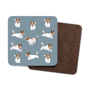 Jack Russell 4 Pack Coaster in blu pietra