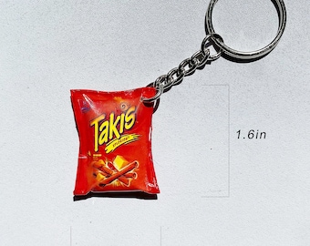 Kunstharz Schlüsselanhänger | Rote Takis Tasche