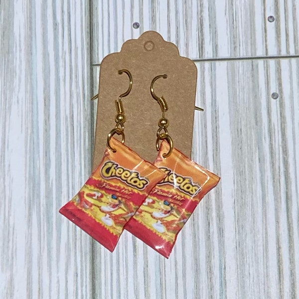 Resin Art Earrings | Hot Cheetos Bag