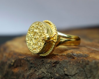 geheimer Gift Ring -vergoldeter Gift Ring, einzigartiger Gift Ring, geheime Nachricht Ring, Schmuck, Gift Ring, Geschenkartikel, Pillendose Ring