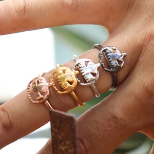 Rose Gold Plated Pumpkin Ring: Steampunk Halloween Jewelry