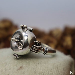 Apfel vergiften Ring, Halloween Party Geschenk, Urlaub Halloween Schmuck, Ghost Kürbis, Pillendose Ring, Einzigartige geheime Nachricht Ring, Geschenk für sie