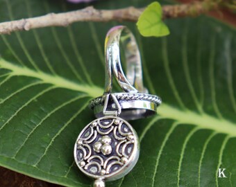 Sterling Silver Plated Poison Ring, Secret Message Box, Handmade