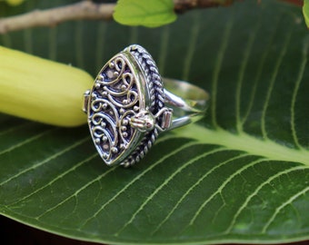 Sterling Silver Plated Poison Ring, Secret Message Ring, Handmade