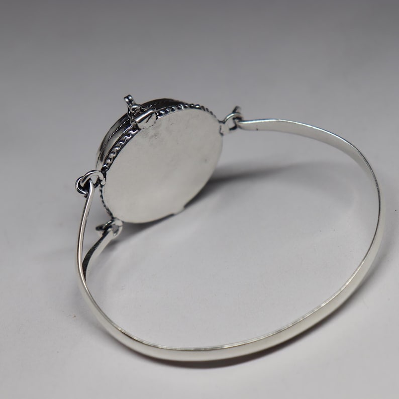 Moss Agate Handmade Poison Cuff Bangle, 925silver Plated Compartment ...