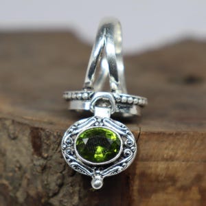 Natural Peridot Poison Ring, 925Silver Plated Handmade Compartment Ring, Pill Box Ring, Secret Locket Box Ring, Women Ring, Mother Day Gift