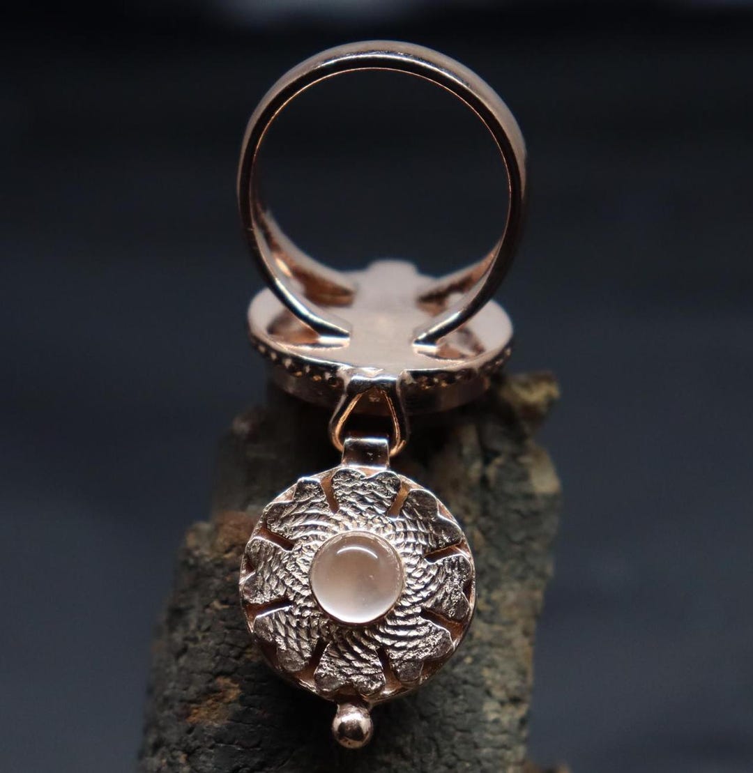 Lotus Rose Quartz Poison Ring, Rose Gold Pill Box Locket - Etsy